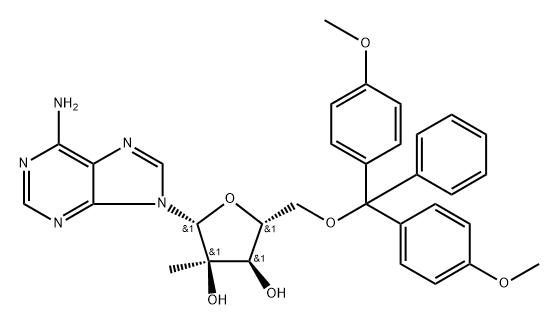5'-O-(4,4'-Dimethoxytrityl)-2'-beta-C-methyladenosine Structure
