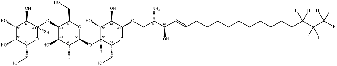β-D-Glucopyranoside, (2S,3R,4E)-2-amino-3-hydroxy-4-octadecen-1-yl-16,16,17,17,18,18,18-d7 O-α-D-galactopyranosyl-(1→4)-O-β-D-galactopyranosyl-(1→4)- Structure