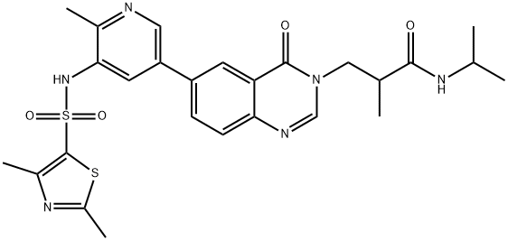 2322297-13-0 3-(6-(5-((2,4-dimethylthiazole)-5-sulfonamido)-6-methylpyridin-3-yl)-4-oxoquinazolin-3(4H)-yl)-N,2-dimethylpropanamide