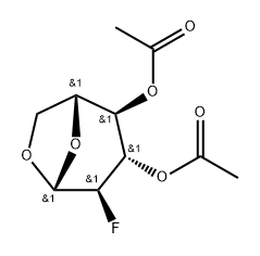3,4-Di-O-acetyl-2-fluoro-beta-D-levoglucosan Struktur