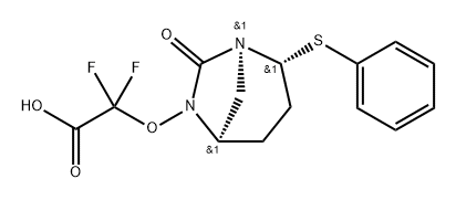 2,2-Difluoro-2-[[(1S,2R,5R)-7-oxo-2-(phenylthio)-1,6-diazabicyclo[3.2.1]oct-6-yl]oxy]acetic acid Structure