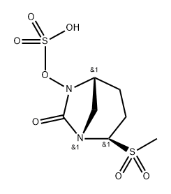 Sulfuric acid, mono[(1S,2R,5R)-2-(methyls ulfonyl)-7-oxo-1,6-diazabicyclo[3.2.1]oct-6-yl] ester Struktur