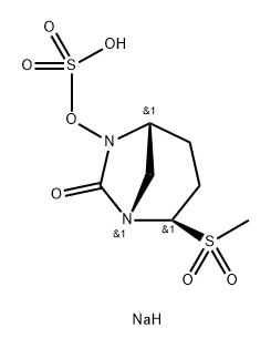 Sulfuric acid, mono[(1S,2R,5R)-2-(methyls ulfonyl)-7-oxo-1,6-diazabicyclo[3.2.1]oct-6-yl] ester, sodium salt (1:1) Structure