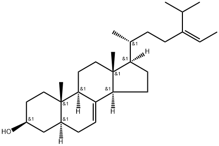 (24Z)-5α-スチグマスタ-7,24(28)-ジエン-3β-オール 化学構造式