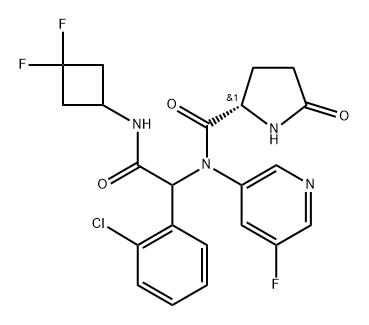 Glycinamide, 5-oxo-L-prolyl-2-(2-chlorophenyl)-N-(3,3-difluorocyclobutyl)-N2-(5-fluoro-3-pyridinyl)- 结构式