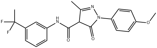 N-(3-(1,1-difluoroethyl)phenyl)-1-(4-methoxyphenyl)-3-methyl-5-oxo-4,5-dihydro-1H-pyrazole-4-carboxamide Struktur