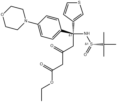 (S)-1-((S)-1,1-二甲基乙基亚磺酰氨基)-5-(4-吗啉代苯基)-3-氧代-5-(噻吩-3-基)戊酸乙酯, 2346524-30-7, 结构式