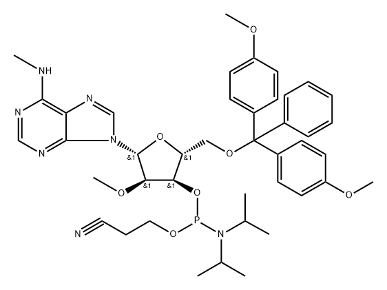 2'-O-甲基-N6-甲基A亚磷酰胺单体 结构式