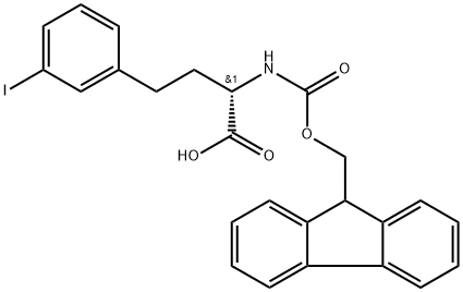 Benzenebutanoic acid, α-[[(9H-fluoren-9-ylmethoxy)carbonyl]amino]-3-iodo-, (αS)- Structure