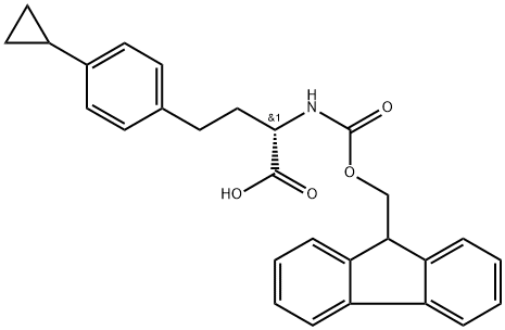 Benzenebutanoic acid, 4-cyclopropyl-α-[[(9H-fluoren-9-ylmethoxy)carbonyl]amino]-, (αS)- Structure
