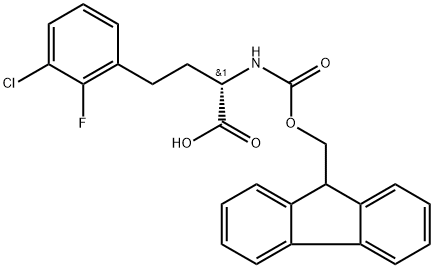 Benzenebutanoic acid, 3-chloro-α-[[(9H-fluoren-9-ylmethoxy)carbonyl]amino]-2-fluoro-, (αS)- Structure