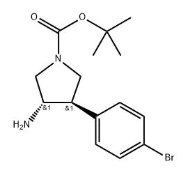 3-氨基-4-(4-溴苯基)吡咯烷-1-羧酸叔丁酯 结构式