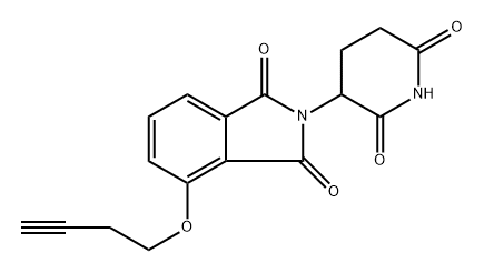 4-(but-3-yn-1-yloxy)-2-(2,6-dioxopiperidin-3-yl)isoindoline-1,3-dione Struktur