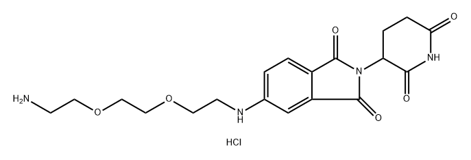 1H-Isoindole-1,3(2H)-dione, 5-[[2-[2-(2-aminoethoxy)ethoxy]ethyl]amino]-2-(2,6-dioxo-3-piperidinyl)-, hydrochloride (1:1) 化学構造式