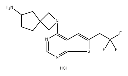2-(6-(2,2,2-三氟乙基)噻吩并[2,3-D]嘧啶-4-基)-2-氮杂螺[3.4]辛基-6-胺盐酸盐 结构式