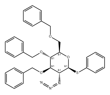 Phenyl 2-azido-2-deoxy-3,4,6-tris-O-(phenylmethyl)-1-thio-beta-D-glucopyranoside Struktur