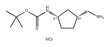 rel-tert-butyl ((1R,3S)-3-(aminomethyl)cyclopentyl)carbamate hydrochloride, 2361657-62-5, 结构式