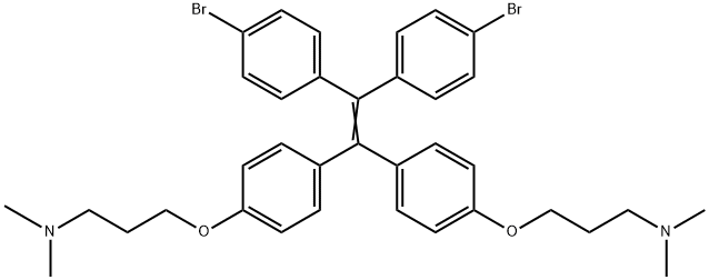 3,3'-(((2,2-双(4-溴苯基)乙烯-1,1-二基)双(4,1-亚苯基))双(氧基))二(N,N-二甲基丙烷-1-胺) 结构式