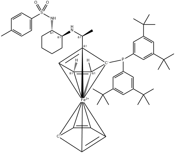 (1S)-1-[双[3,5-双(1,1-二甲基乙基)苯基]膦基]-2-[(1S,1S,2S)-2-[[(4-甲基苯基)磺酰基]氨基]环己基]氨基]乙基]二茂铁,2368926-18-3,结构式