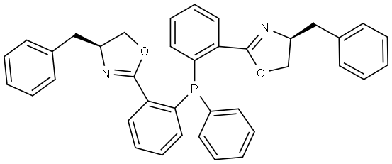 Oxazole, 2,2′-[(phenylphosphinidene)di-2,1-phenylene]bis[4,5-dihydro-4-(phenylmethyl)-, (4S,4′S)- Struktur