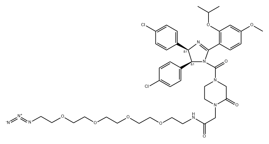 1-Piperazineacetamide, N-(14-azido-3,6,9,12-tetraoxatetradec-1-yl)-4-[[(4R,5S)-4,5-bis(4-chlorophenyl)-4,5-dihydro-2-[4-methoxy-2-(1-methylethoxy)phenyl]-1H-imidazol-1-yl]carbonyl]-2-oxo- Structure