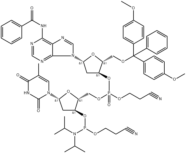 5'-O-DMT-DA(BZ)-P-DT亚磷酰胺单体 结构式
