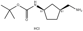 rac-tert-butyl N-[(1R,3S)-3-(aminomethyl)cyclopentyl]carbamate hydrochloride, cis Structure
