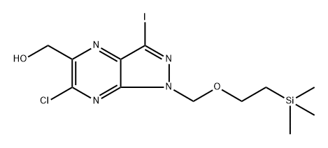 (6-氯-3-碘-1-((2-(三甲基甲硅烷基)乙氧基)甲基)-1H-吡唑并[3,4-B]吡嗪-5-基)甲醇 结构式