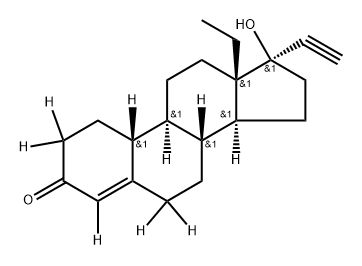 18,19-Dinorpregn-4-en-20-yn-3-one-2,2,4,6,6,10-d6, 13-ethyl-17-hydroxy-, (17α)- Structure