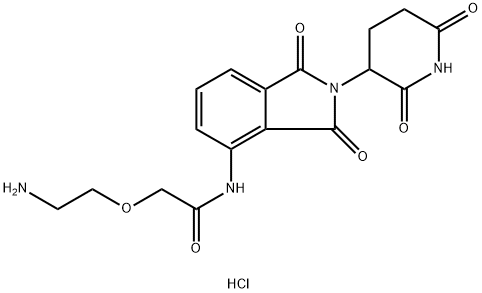Acetamide, 2-(2-aminoethoxy)-N-[2-(2,6-dioxo-3-piperidinyl)-2,3-dihydro-1,3-dioxo-1H-isoindol-4-yl]-, hydrochloride (1:1) Struktur