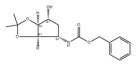 苄基((3AR,4S,6R,6AS)-6-羟基-2,2-二甲基四氢-3HH-环戊二烯并[D] [1,3]二氧杂环戊烯-4-基)氨基甲酸叔丁酯 结构式