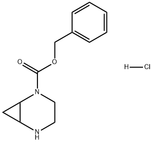 2,5-Diazabicyclo[4.1.0]heptane-2-carboxylic acid, phenylmethyl ester, hydrochloride (1:1) Structure