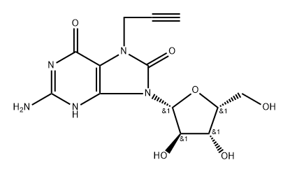 7-Propargyl-7,8-dihydro-8-oxo-9-(beta-D-xylofuranosyl)guanine Structure