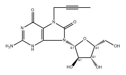 7-(Butyn-2-yl)-7,8-dihydro-8-oxo-9-(beta-D-xylofuranosyl)guanine Structure