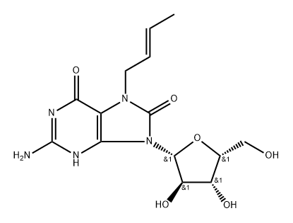 7-(Buten-2-yl)-7,8-dihydro-8-oxo-9-(beta-D-xylofuranosyl)guanine Struktur