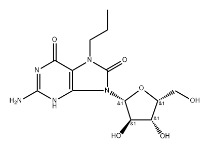 7-n-Propyl-7,8-dihydro-8-oxo-9-(beta-D-xylofuranosyl)guanine Struktur