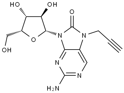 8H-Purin-8-one, 2-amino-7,9-dihydro-7-(2-propyn-1-yl)-9-β-D-xylofuranosyl- Structure