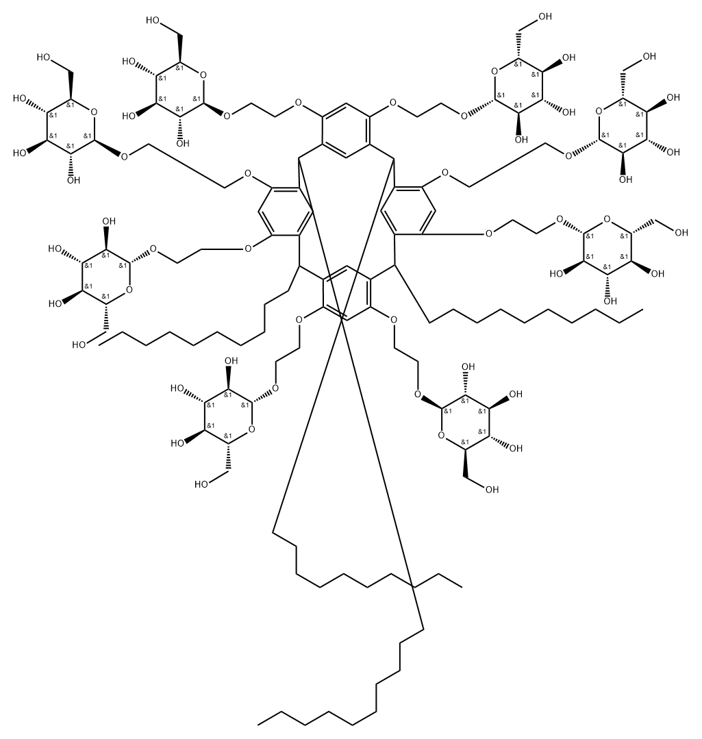 β-D-Glucopyranoside, [2,8,14,20-tetrakis(decyl)pentacyclo[19.3.1.13,7.19,13.115,19]octacosa-1(25),3,5,7(28),9,11,13(27),15,17,19(26),21,23-dodecaene-4,6,10,12,16,18,22,24-octayl]octakis(oxy-2,1-ethanediyl) octakis-|