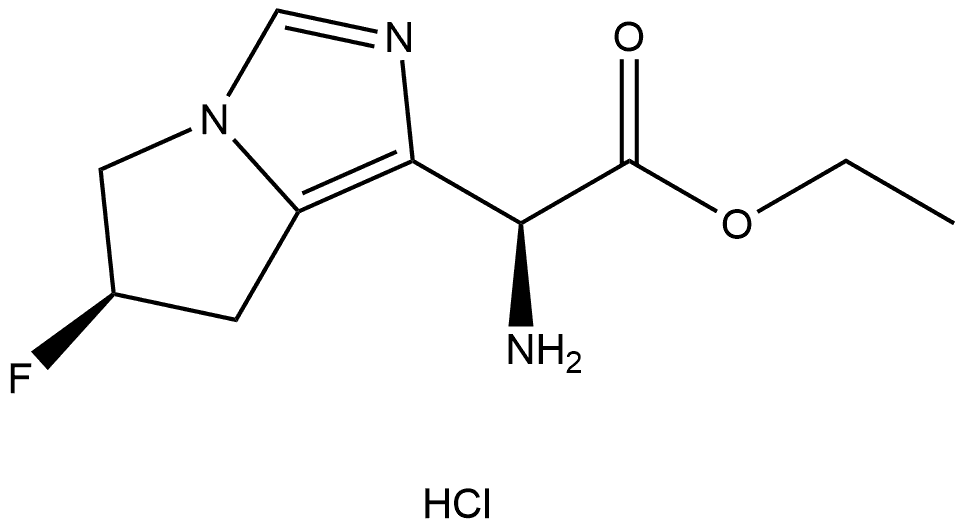 ethyl (S)-2-amino-2-((R)-6-fluoro-6,7-dihydro-5H-pyrrolo[1,2-c]imidazol-1-yl)acetate hydrochloride Structure