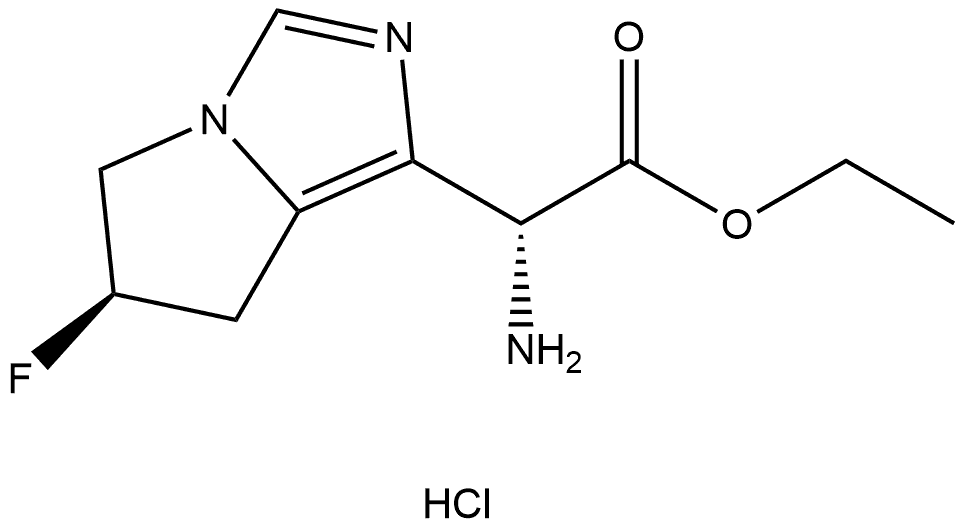 ethyl (R)-2-amino-2-((R)-6-fluoro-6,7-dihydro-5H-pyrrolo[1,2-c]imidazol-1-yl)acetate hydrochloride 结构式