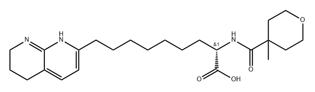 1,8-Naphthyridine-2-nonanoic acid, 5,6,7,8-tetrahydro-α-[[(tetrahydro-4-methyl-2H-pyran-4-yl)carbonyl]amino]-, (αS)- Struktur