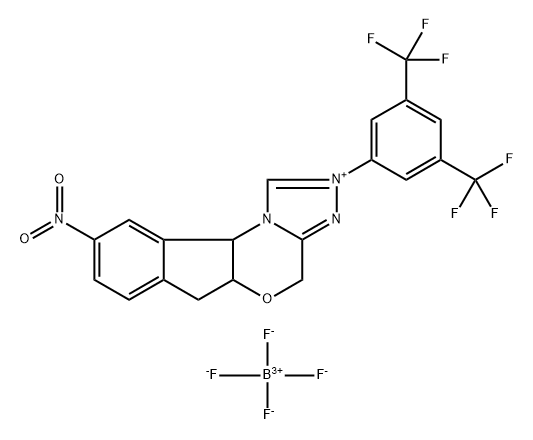 2-(3,5-双(三氟甲基)苯基)-9-硝基-4,5A,6,10B-四氢茚并[2,1-B][1,2,4]三唑并[4,3-D][1,4]恶嗪-2-鎓四氟硼酸盐, 2408127-65-9, 结构式
