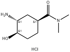 Cyclohexanecarboxamide, 3-amino-4-hydroxy-N,N-dimethyl-, hydrochloride (1:1), (1S,3R,4R)- Structure