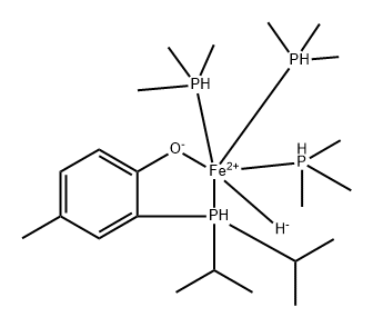 Iron, [2-[bis(1-methylethyl)phosphino-κP]-4-methylphenolato-κO]hydrotris(trimethylphosphine)-, (OC-6-24)- Structure