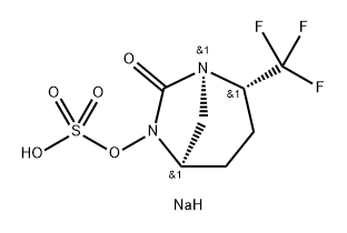 sodium (2S,5R)-7-oxo-2-(trifluoromethyl)-1,6-diazabicyclo[3.2.1]octan-6-yl sulfate 结构式