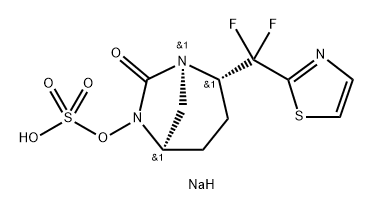 sodium (2S,5R)-2-(difluoro(thiazol-2-yl)methyl)-7-oxo-1,6-diazabicyclo[3.2.1]octan-6-yl sulfate,2410688-59-2,结构式
