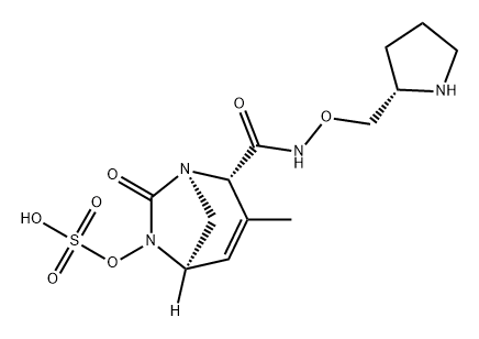 	(2S,5R)-3-methyl-7-oxo-N-{[(2S)-pyrrolidin-2-yl]methoxy}-6-(sulfooxy)-1,6-diazabicyclo[3.2.1]oct-3-ene-2-carboxamide Struktur