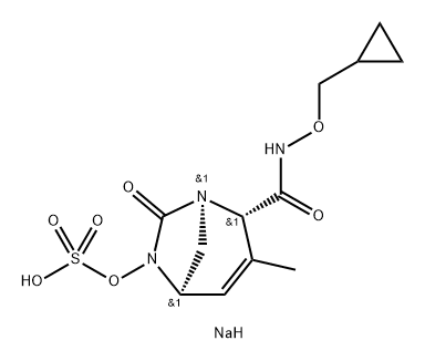 SODIUM (2S,5R)-2-((CYCLOPROPYLMETHOXY)CARBAMOYL)-3-METHYL-7-OXO-1,6-DIAZABICYCLO[3.2.1]OCT-3-ENE-6-Y, 2410785-29-2, 结构式