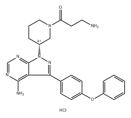 1-Propanone, 3-amino-1-[(3R)-3-[4-amino-3-(4-phenoxyphenyl)-1H-pyrazolo[3,4-d]pyrimidin-1-yl]-1-piperidinyl]-, hydrochloride (1:2) Structure