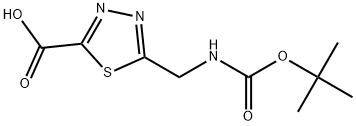 5-(((叔丁氧羰基)氨基)-甲基)-1,3,4-噻二唑-2-羧酸 结构式